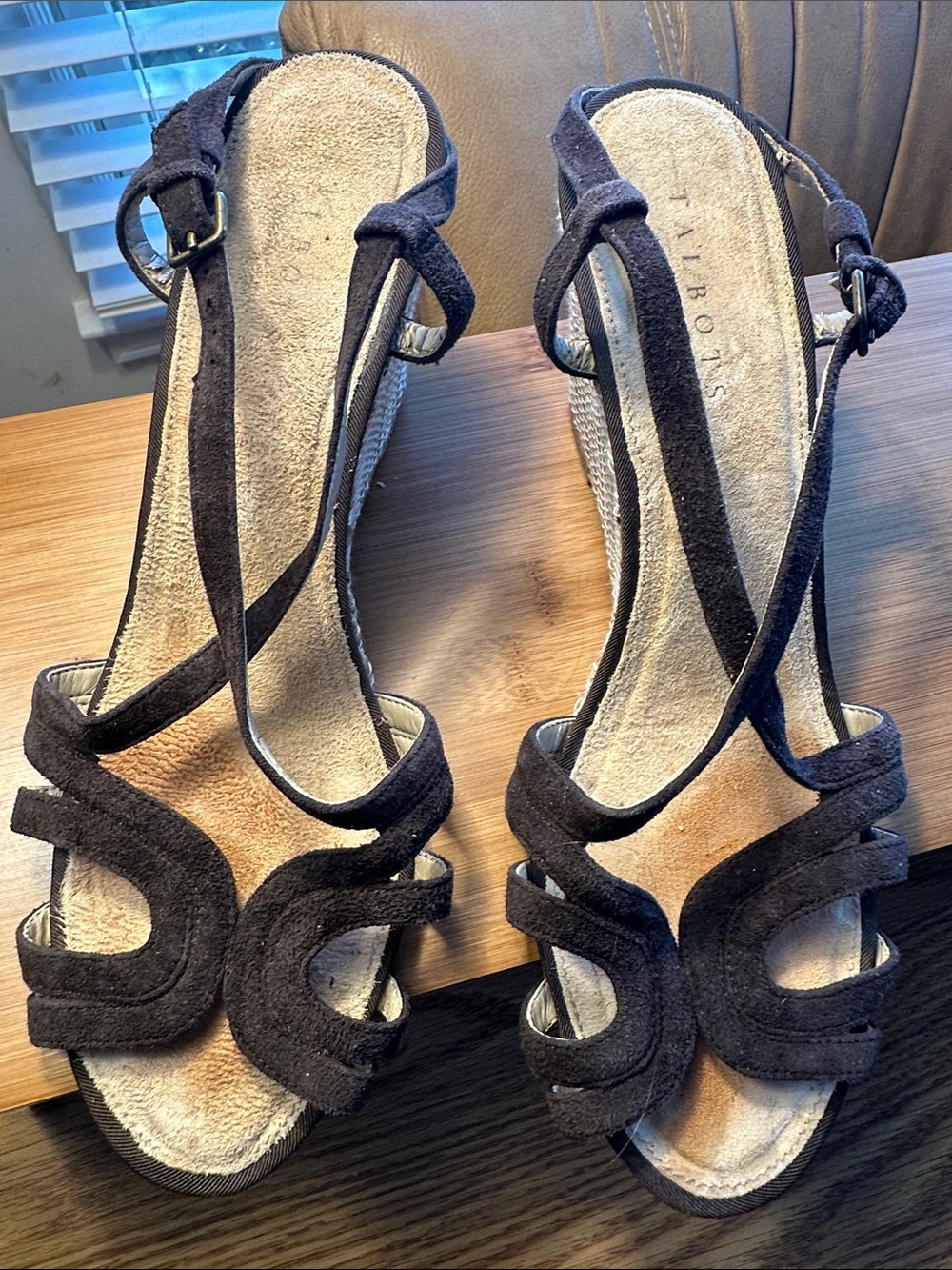 Talbots Brown Suede Strappy Wedge Sandals, 11M, unworn. 3.5” heel, New, no box.